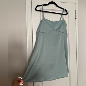 Icey blue silky babydoll minidress